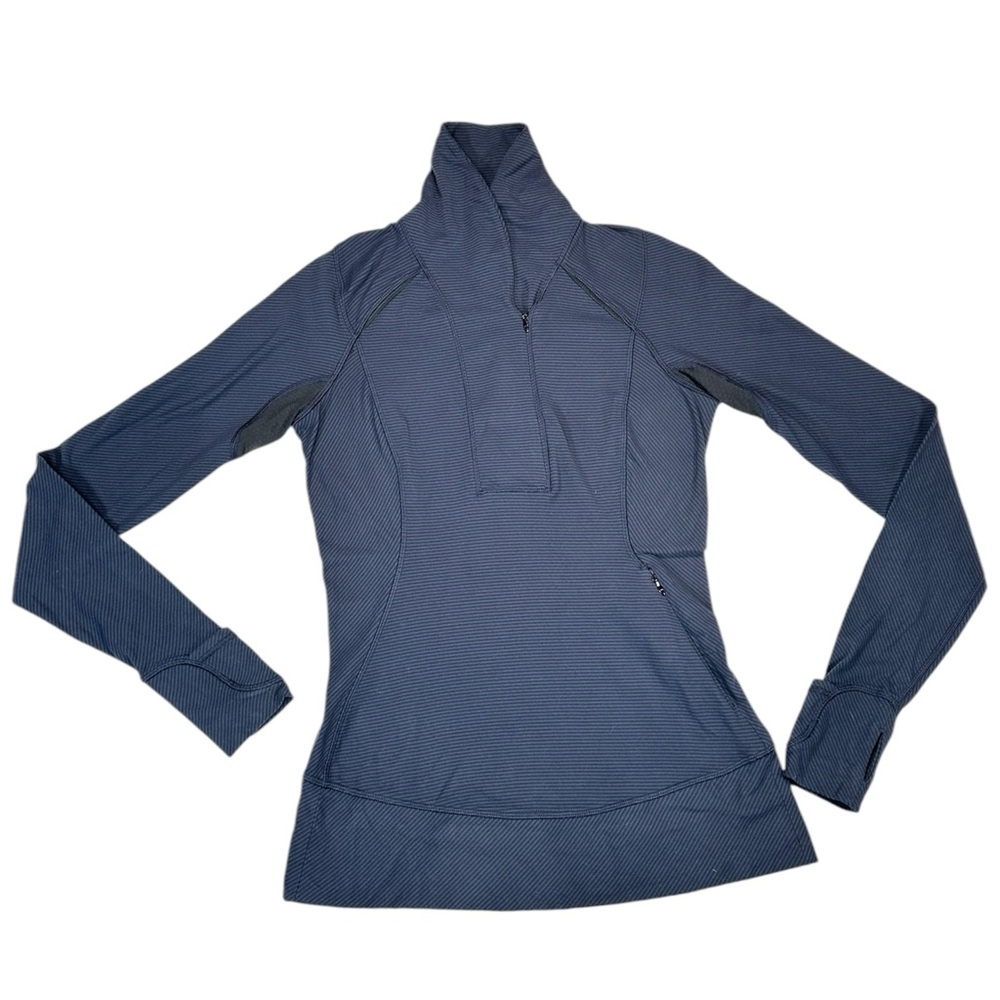 Lululemon Think Fast Pullover Black / Blue Size 6‎